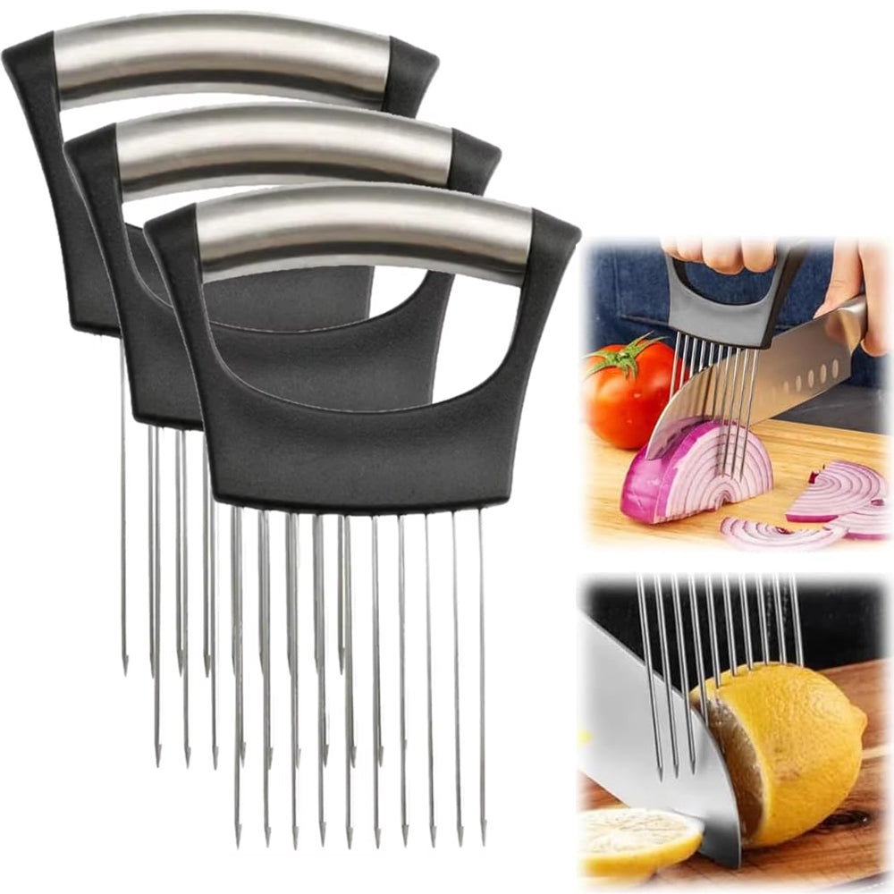 Support à trancher l'oignon en inox 3 pièces avec protection