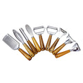 Set d'ustensiles manuels en inox avec manche en bois