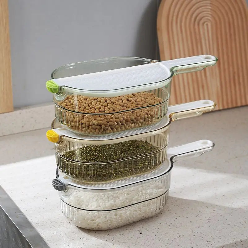Bassine à laver le riz en plastique avec panier égouttoir