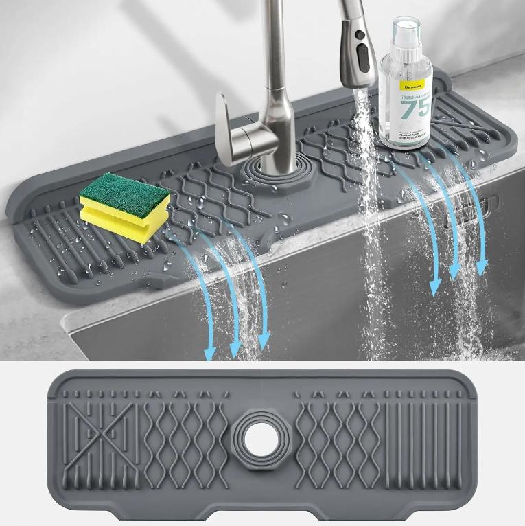 Tapis de robinet en silicone anti-éclaboussures pour évier