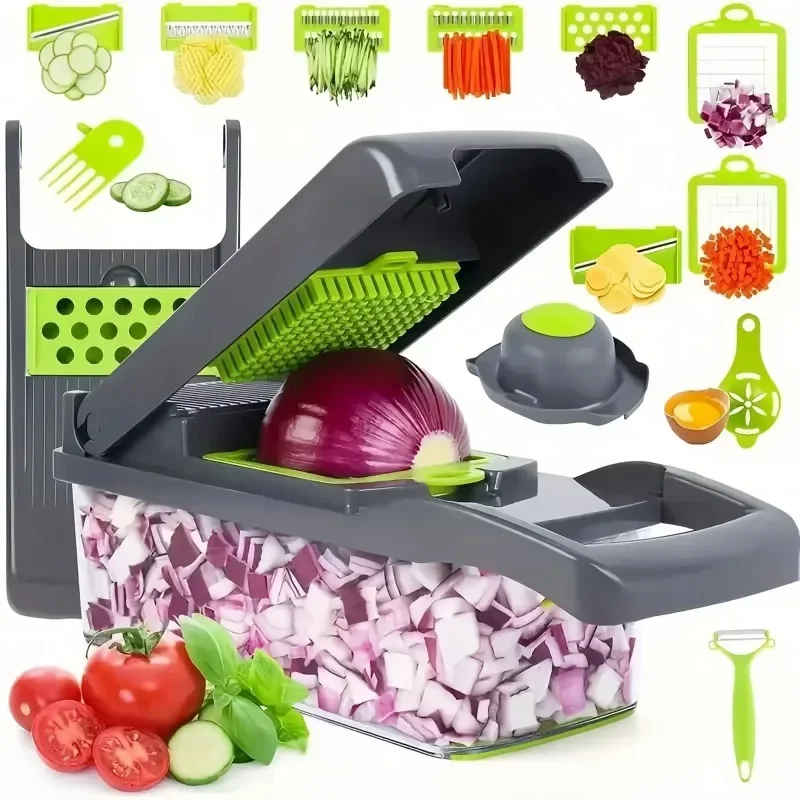 Hachoir multifonction en inox pour fruits, légumes et oignons
